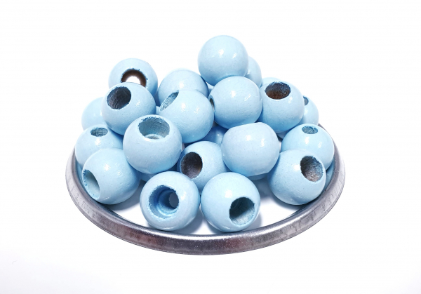 30 Sicherheitsperlen 10mm Holz babyblau